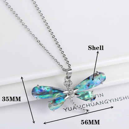 New creative natural shell design insect butterfly dragonfly pendant necklace personalized for woman party vintage jewelry gift