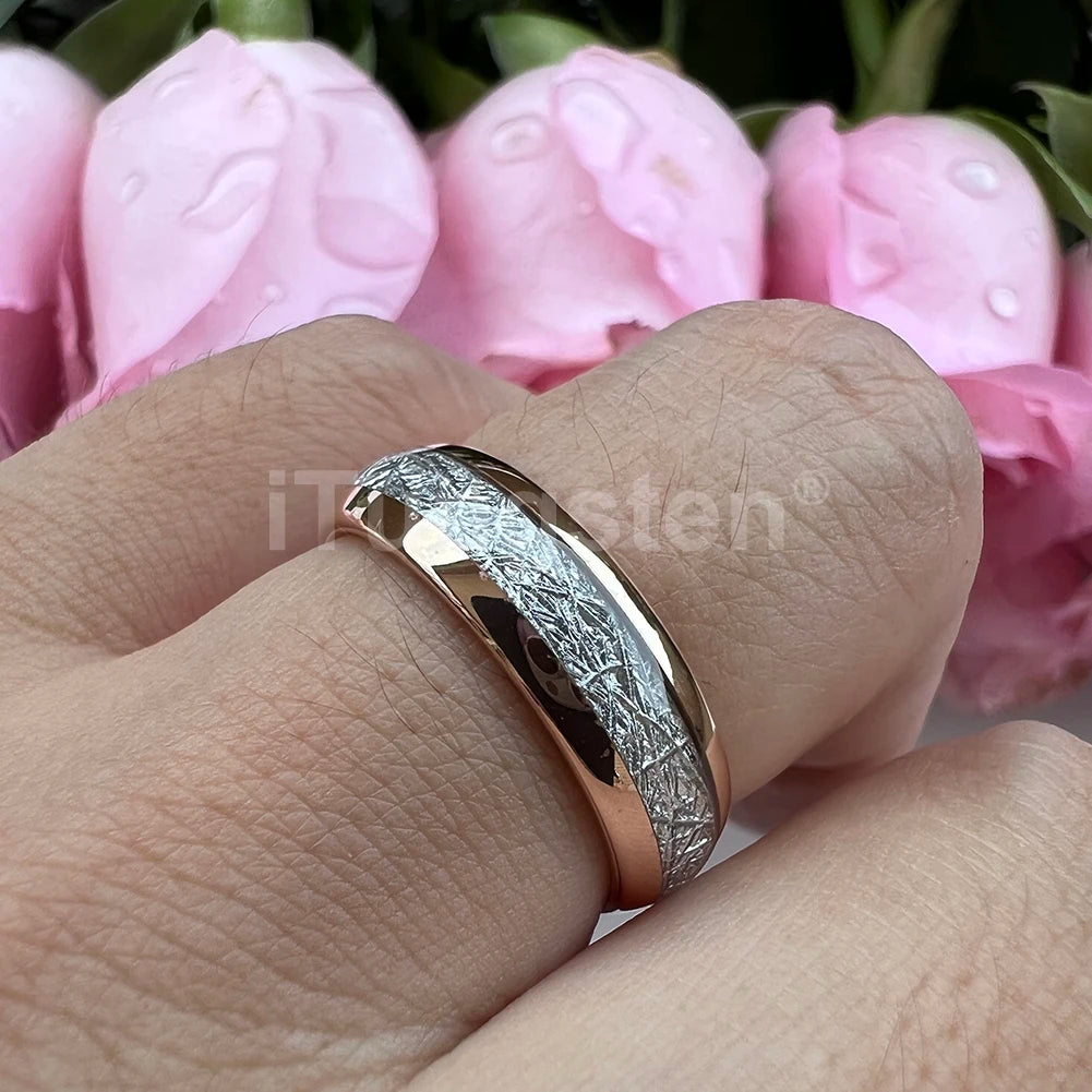 iTungsten 6/8mm Männer Frauen Helle Verlobung Hochzeit Band Wolfram Meteorit Ring Modeschmuck I Love You Graviert