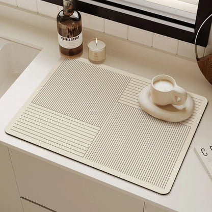Schachbrettmuster Gummi-Küchenabtropfmatte Saugfähige Rutschfeste Geschirrabtropfmatte für Kaffeemaschine Teetasse Geschirr Dekoration