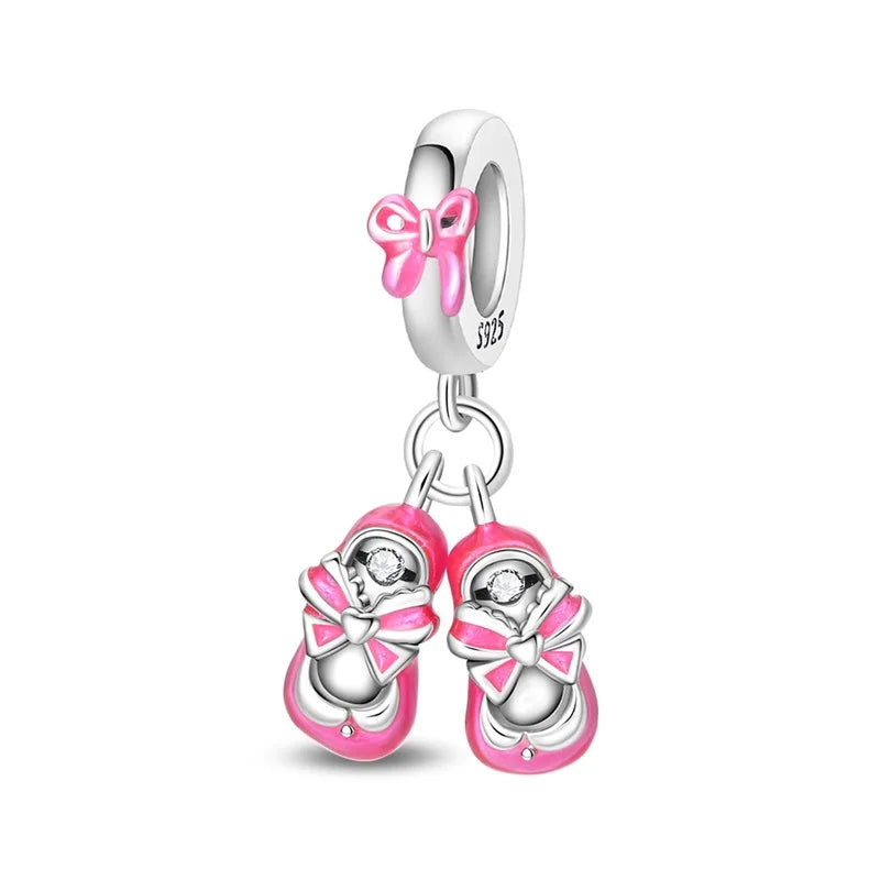 Klassische rote High Heels und goldene Turnschuhe aus 925er-Sterlingsilber, Fußball-Trophäe, baumelnder Charm, passend für Armbänder, Boutique-Schuhserie, Geschenke