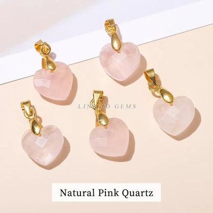 5 teile/los natürliche rosa Quarz Amethyst Lapislazuli facettierte Herz Anhänger 12*5mm kleine Gold Charms für Schmuck herstellung Zubehör