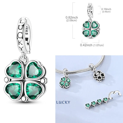 Neue 925 Sterling Silber Charm Perlen Vierblättriges Kleeblatt Anhänger Für Original Armband Halskette Frauen DIY Geschenke