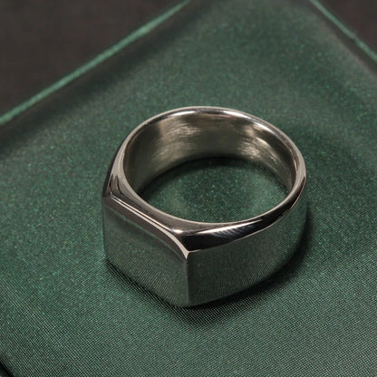316L Edelstahl Quadrat Signet Ring Für Männer Männlich Finger Schmuck Zubehör Antioxidans Anti-stress Ring