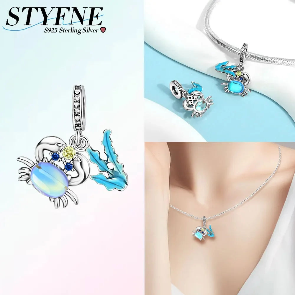 Heißer Verkauf 925 Sterling Silber Ozean Welt Serie Meeresschildkröte Seestern Kleine Krabbe Krake Charms Bead Fit 925 Armband DIY Schmuck