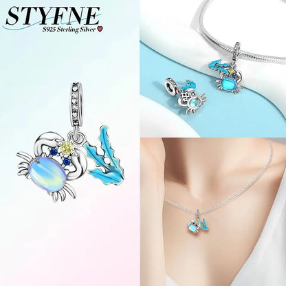 Heißer Verkauf 925 Sterling Silber Ozean Welt Serie Meeresschildkröte Seestern Kleine Krabbe Krake Charms Bead Fit 925 Armband DIY Schmuck