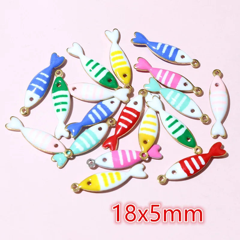 20 Stück Ozean Meeres tiere Krabben Seestern Riff Fisch Klavier Emaille Anhänger Charm Edelstahl DIY Schmuck Making Zubehör