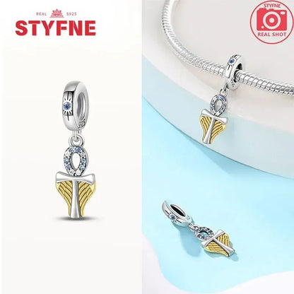 Silber 925 Gold Pyramide Mumie Doppel Charm Elefant Perlen passen Original Armband DIY edlen Schmuck Zubehör für Frauen Geschenke