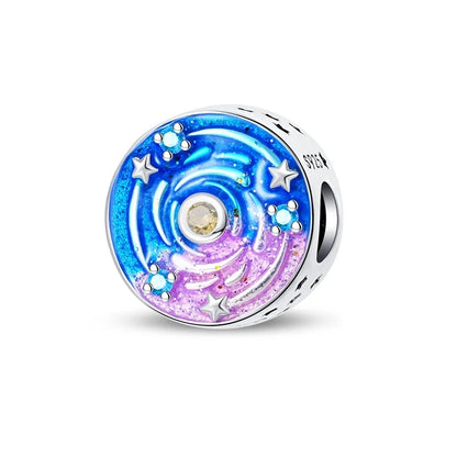 Bunte 925er-Sterlingsilber-Anhänger mit Sternenhimmel-Ölgemälde und leuchtenden Engeln, passend für Armbänder, schöne Schmuckgeschenke