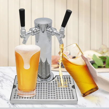 Kegerator Tower Dual Faucet Beer Tower Kit, Double Beer Tap & Drip Tray für Home Bar, Beer Dispensing 3" Fass Tower Beer Fass Tap