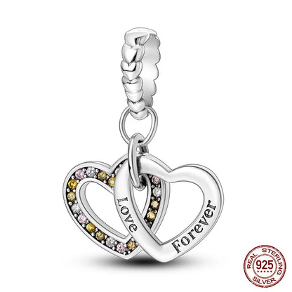 Fit 925 Original Armband 100 % 925 Sterling Silber Glänzende Bunte Zirkon Herz Charms Perlen Exquisite DIY Schmuck Geschenk