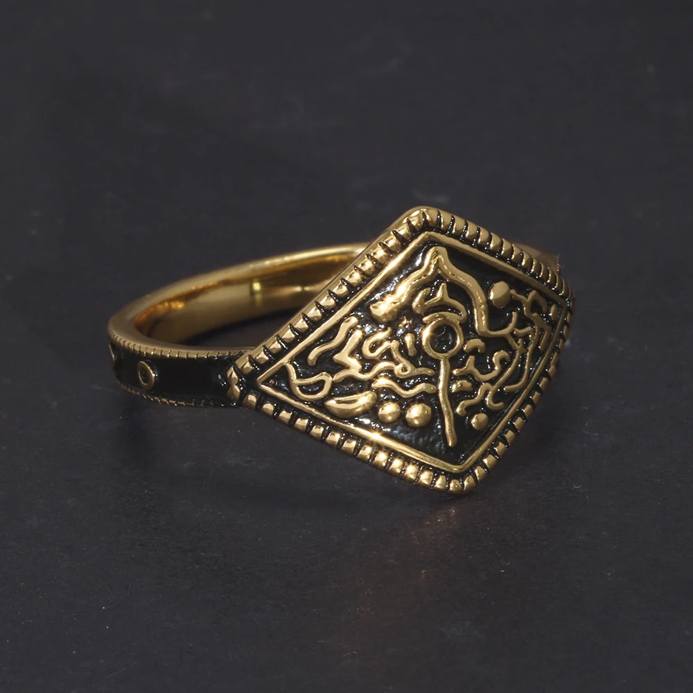 Game Dark Souls Series Ring der Gastgeschenk aus echtem 925er-Sterlingsilber mit Retro-Vergoldung für Männer und Frauen, Fans, Cosplay-Schmuck