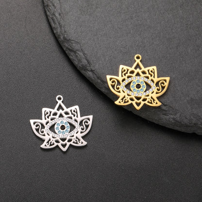 Teamer Lotusblume mit Zirkon-Augen-Charms für Frauen, Edelstahl, exquisite filigrane Halskette, Vintage-Schmuck, Geschenk, 2026, Neu