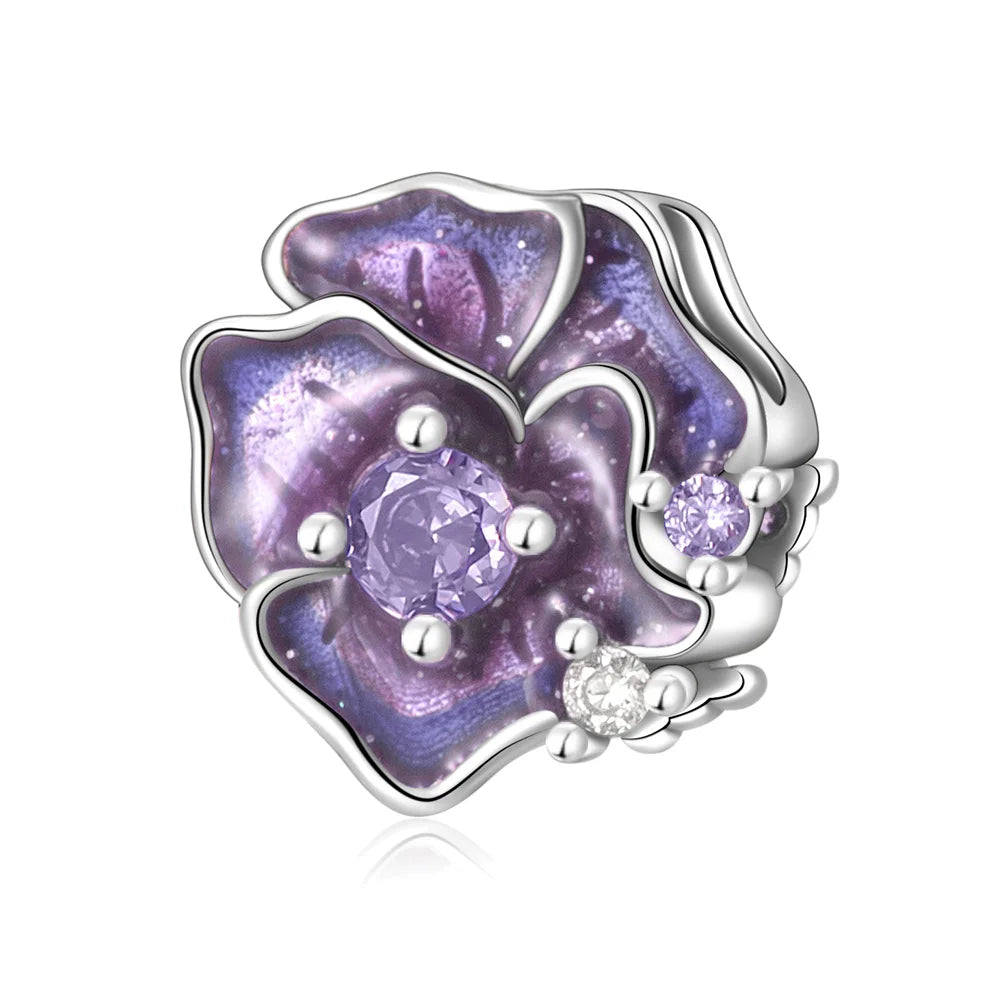 Lila Serie 925 Sterling Silber Maiglöckchen Rose Meerjungfrau Hexenhut Charm Passend für DIY Armband Halskette Charmante Geschenke