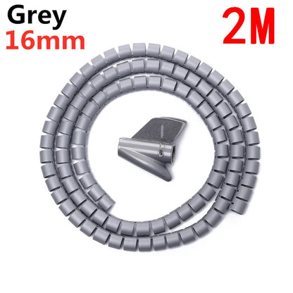 2M/1M Flexible Spirale Kabel Draht Schutz Kabel Organizer Computer Kabel Schutzhülle Rohr Clip Organizer Management werkzeuge 16/10mm