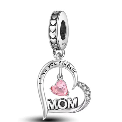 925 Sterling Silber Romantische Zirkon Rot Liebe Herz Charms Perlen Fit Original Pan Armband Armreifen DIY Edlen Schmuck Für Frauen
