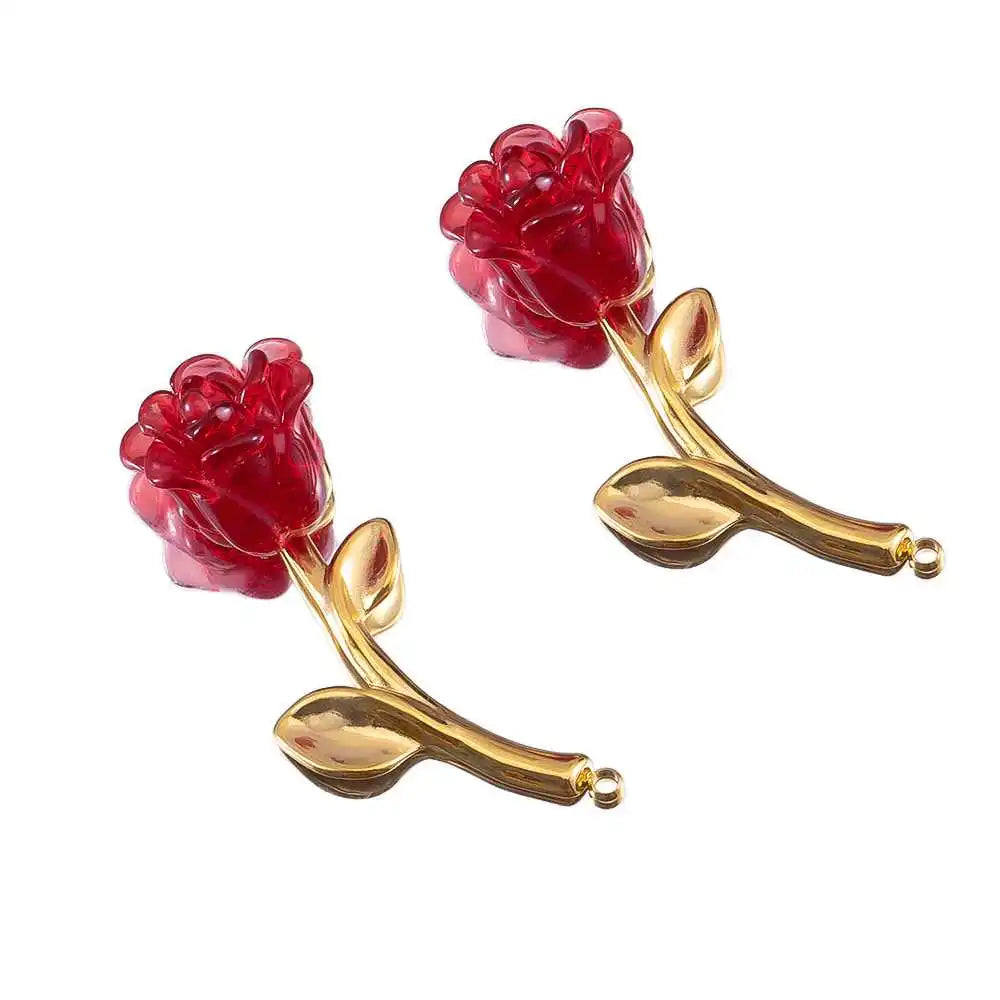 2/5/10 stücke Edelstahl Zirkon Anhänger Herz Blume Charms Für DIY Schmuck Machen Armband Handgemachte Accessoires Großhandel