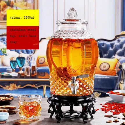 Leere dicke Glas-Enzym-Fass-Weinglas mit Wasserhahn Nicht-Bleiglas Obst traditionelle chinesische Medizin Alkohol flaschen 2,5 l