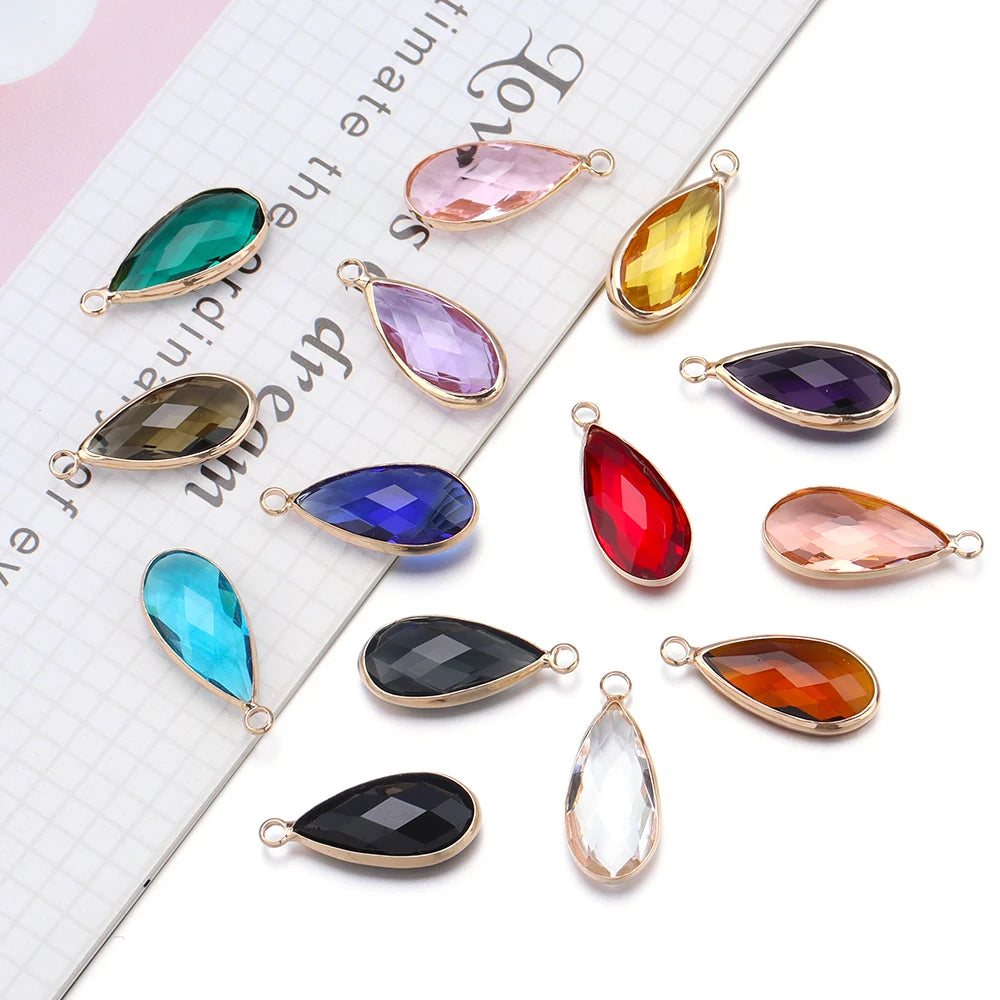 5 teile/los Teardrop Kristall Glas Anhänger Charms für Paare Armband Ohrringe Schmuck Machen Liefert DIY Halskette Ornamente