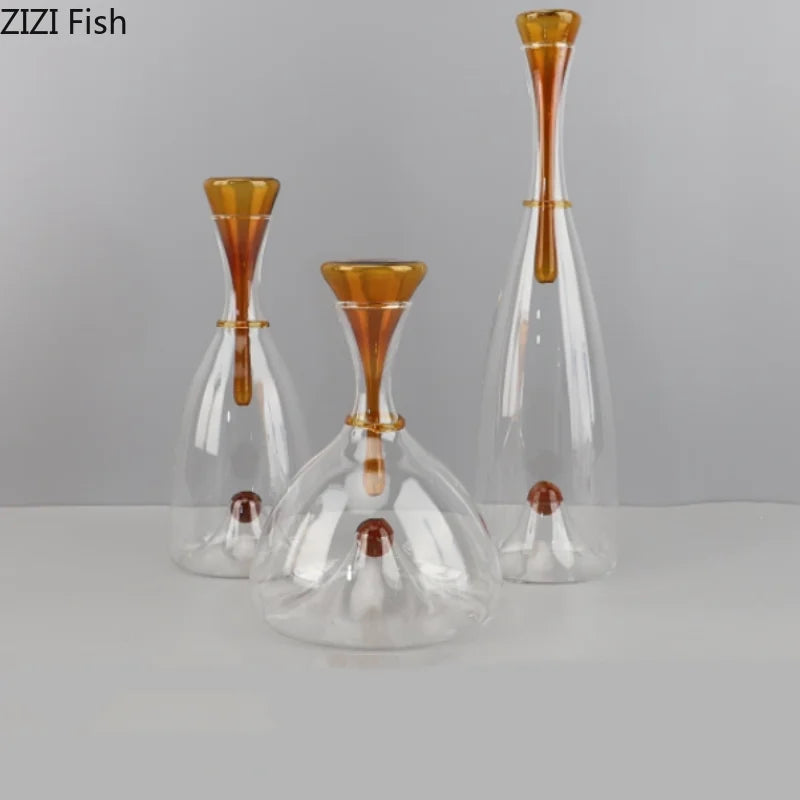 Transparenter Weinwaren-Dekanter aus Glas, Weinspender, rote Weine, Gefäße, Behälter, Glasflaschen, Weinflasche, Trinkutensilien