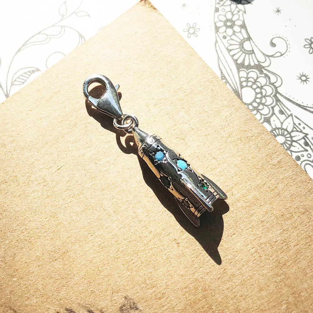 Neuer bunter Raketen-Anhänger, baumelnder Charm, 925er Sterlingsilber, Modeschmuck für Damen und Herren, trendiges Geschenk