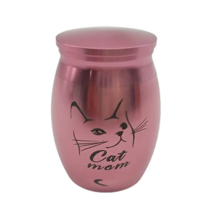 Stainless Steel Pet Urns, Small Face Print, Memorial Urn, Dog and Cat Ash Holder, Urn for Human Pet Ashes, Blue/Black