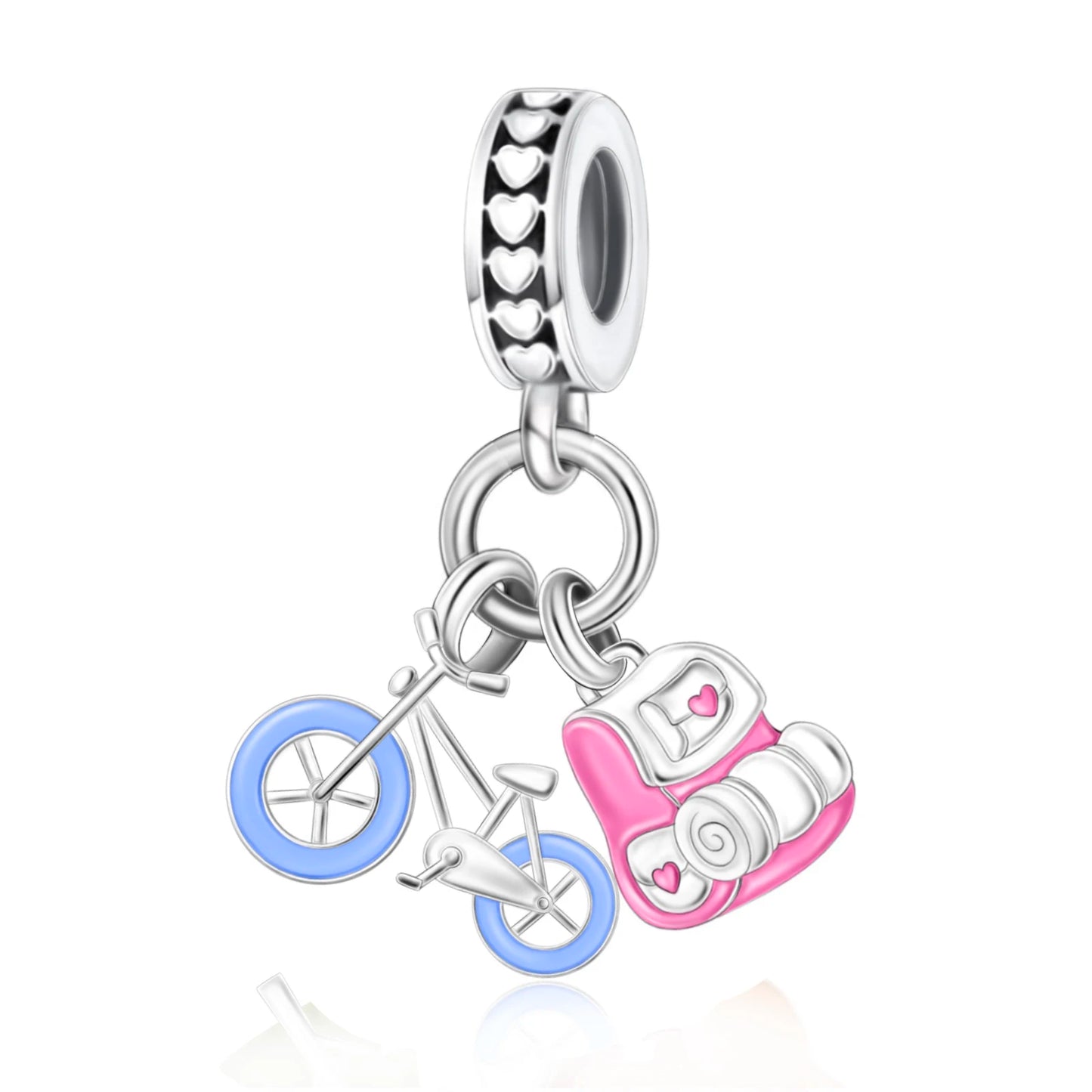 Charm-Anhänger aus 925er-Sterlingsilber mit Oktopusperlen und Stammbaum und Herz, passend für Schlangenarmband, Boutique-Halskette, rosa Anhänger, Geschenk