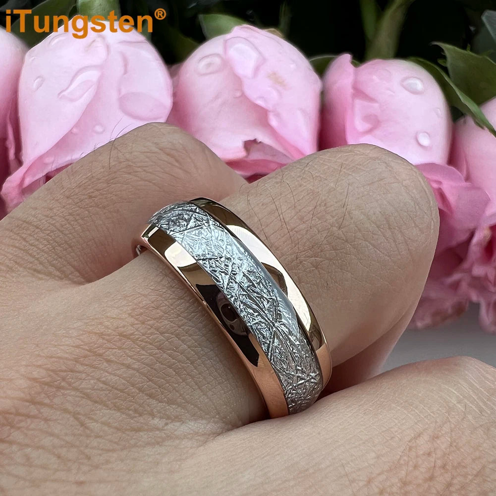 iTungsten 6/8mm Männer Frauen Helle Verlobung Hochzeit Band Wolfram Meteorit Ring Modeschmuck I Love You Graviert