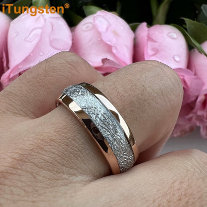 iTungsten 6/8mm Männer Frauen Helle Verlobung Hochzeit Band Wolfram Meteorit Ring Modeschmuck I Love You Graviert