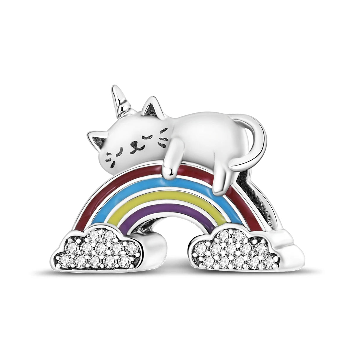 Versilberte bunte Charms-Perlen passen zu Original-Armreif, Einhorn, feuriger Drache, Anhänger, baumelndes Armband, DIY-Frauen-Schmuck, Geschenk