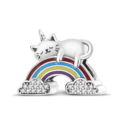 Versilberte bunte Charms-Perlen passen zu Original-Armreif, Einhorn, feuriger Drache, Anhänger, baumelndes Armband, DIY-Frauen-Schmuck, Geschenk