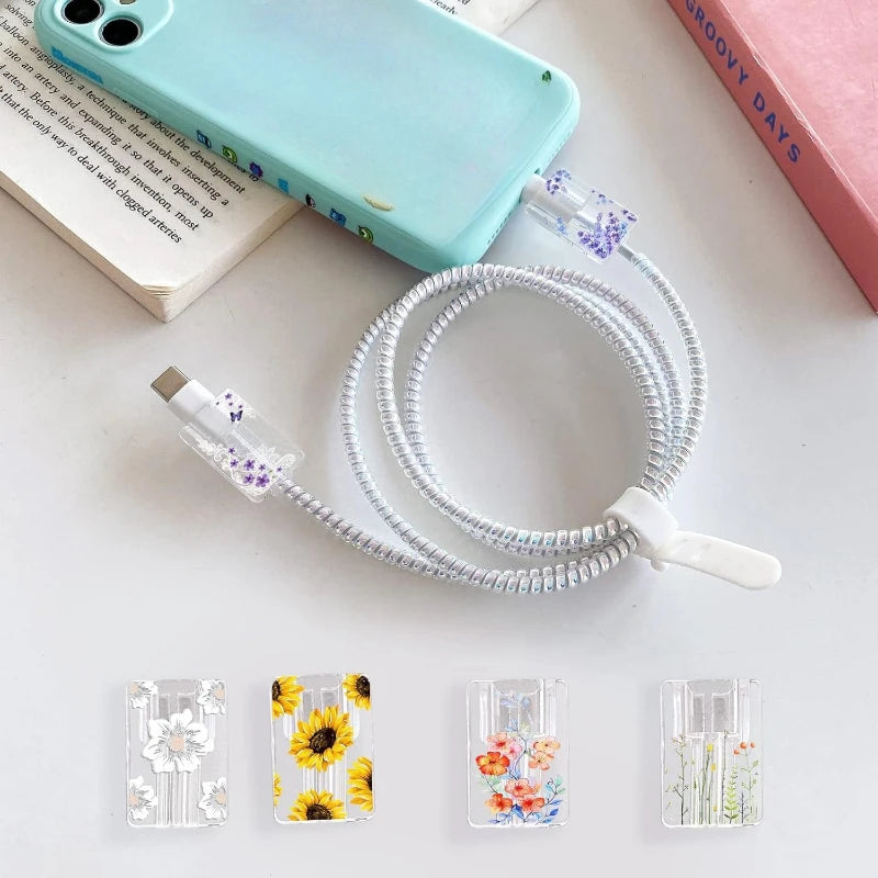 1 stücke Weiche Silikon Ladegerät Kabel Wickler Schnelle Ladekabel Schutzhülle für Apple IPhone Datenkabel rosa liebe Fall Clip