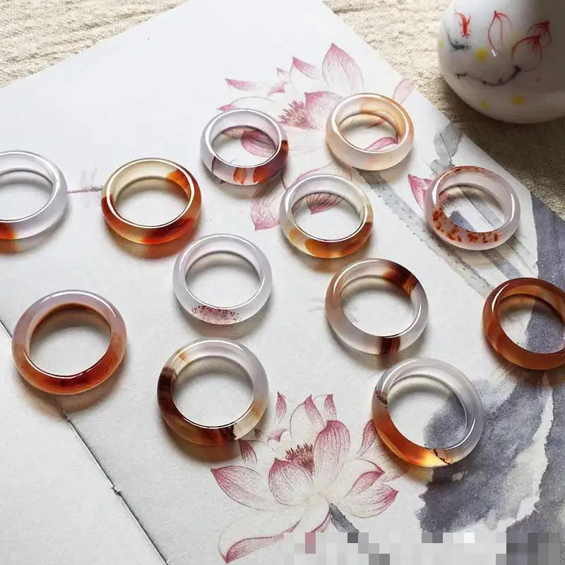 Natürliche Achat Ringe Frauen Edlen Schmuck Zubehör Echte Brasilianische Achat Stein Bunte Ring Für Freundin Mutter Geschenke