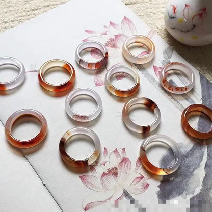 Natürliche Achat Ringe Frauen Edlen Schmuck Zubehör Echte Brasilianische Achat Stein Bunte Ring Für Freundin Mutter Geschenke