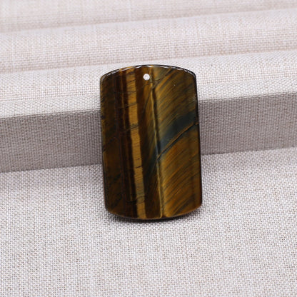Charms Naturstein-Anhänger, rechteckig, natürlicher Rosenquarz-Kristall-Anhänger für die Herstellung von DIY-Schmuck-Halsketten, 25 x 40 mm