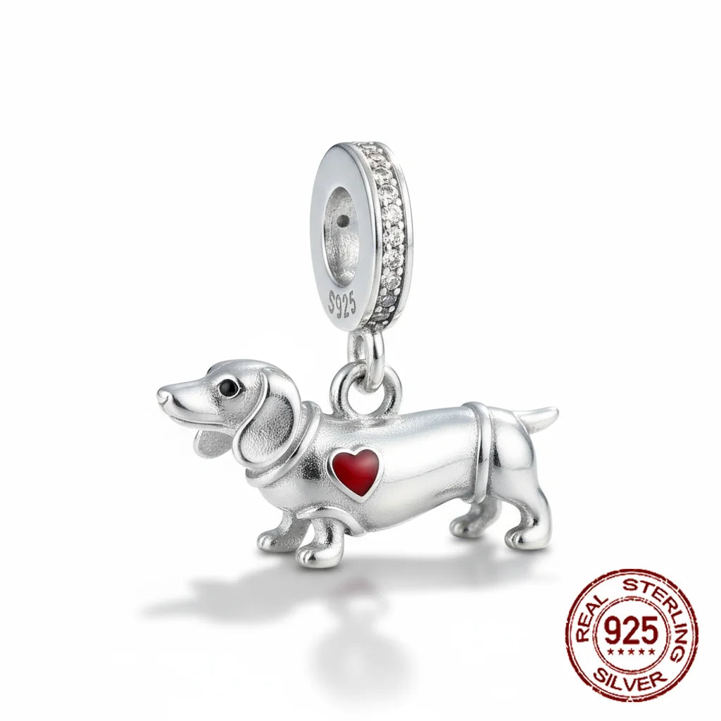 Heißer Verkauf Dackel Charms 925 Sterling Silber Golden Retriever Welpe Baumeln Anhänger Fit Armreif Armband Halskette DIY Schmuck