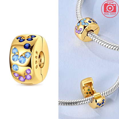 Original funkelnde Charm-Perlen aus 925er-Sterlingsilber, Gold, Rose, heller Stern, Herz, passend für Armbänder, DIY-Jubiläums-Schmuck, Geschenk