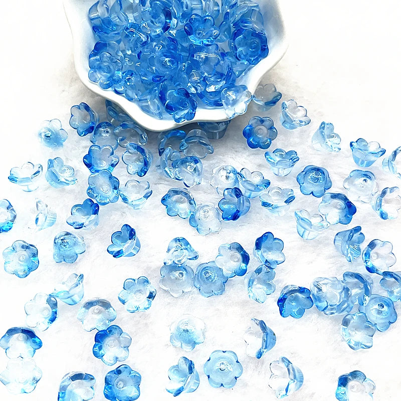 Neue 20 teile/los 7X12mm Bunte Bellflower Lampwork Perlen Kappen Glas Spacer Perlen für Schmuck Machen DIY Armbänder haarnadel