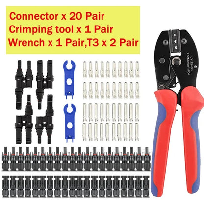 Solarpanel-PV-Kabel-Crimpwerkzeug-Set für AWG14-10 2,5/4/6 mm2 mit Abisolierer, Schneider, Solarschlüssel und Solaranschlüssen
