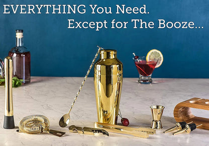 Cocktail Bar set Mixology Bartender Kit: 10-Stück Bar Werkzeug Set mit Stilvolle Bambus Stehen