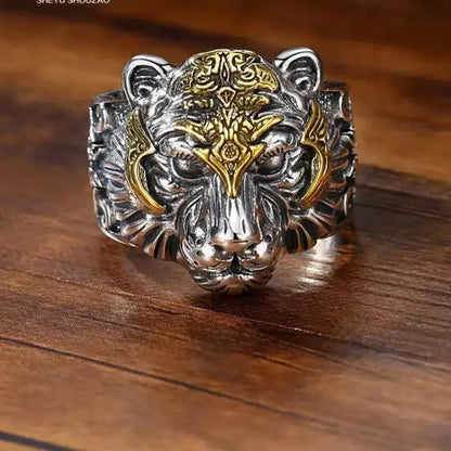 Retro Poseidon Kompass Ring versilbert Hexagramm Öffnung verstellbarer Ring Männer und Frauen Hip-Hop Trend Schmuck Geschenk