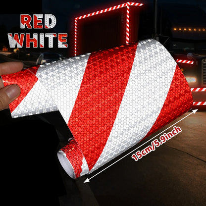 15 cm breites diagonales PVC-Reflektorband, selbstklebendes, wasserdichtes Sicherheitswarnband, Identifikationsband für LKW, Motorrad, Fahrrad, Auto