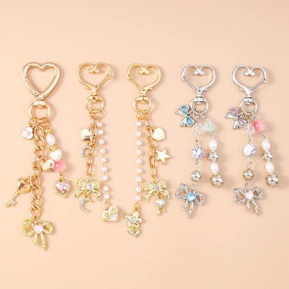 Aihua süße Y2K Metall Perle Liebe Herz Schleife Schlüsselanhänger für Frauen Mädchen Handtasche Anhänger DIY Schlüsselanhänger handgemachte Schmuck Geschenke