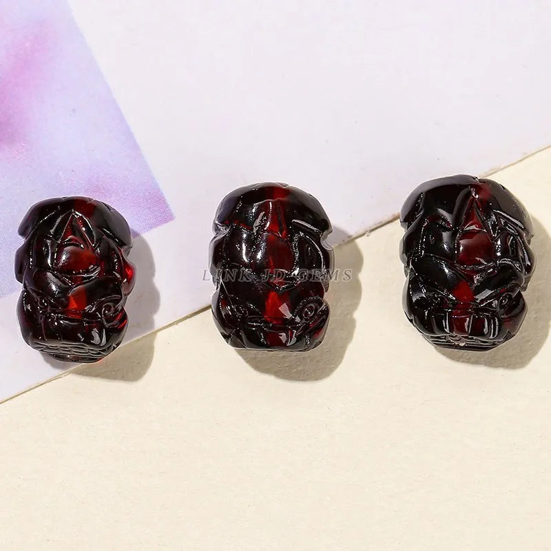 1 pc natürliche blutrote bernstein farbene Pixiu Perle mit Loch Reichtum Amulett Spacer Perle für Schmuck machen DIY Halskette Armband Zubehör