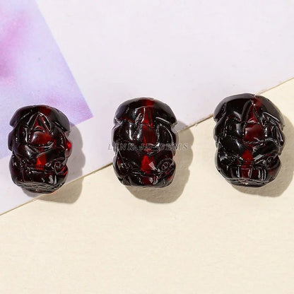 1 pc natürliche blutrote bernstein farbene Pixiu Perle mit Loch Reichtum Amulett Spacer Perle für Schmuck machen DIY Halskette Armband Zubehör