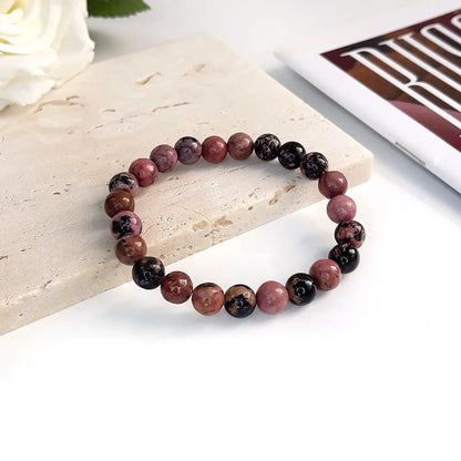 Naturstein rosa Zebra Perlen Armband 6/8mm Dalmatiner Jaspis Rhodochrosit Achat Armband Edelstein Perlen Armband