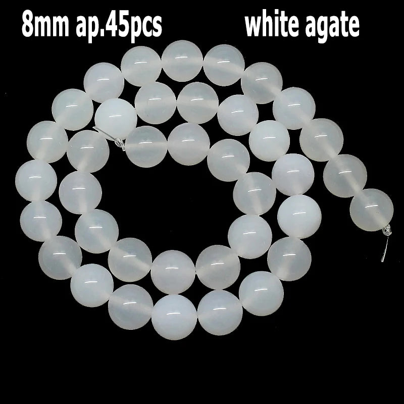 44 Arten weiße Chalcedon-Jade-Achat-Perle, Naturstein, Rondelle-Würfel, facettierte lose Perlen für Schmuckherstellung, Armbänder, Zubehör