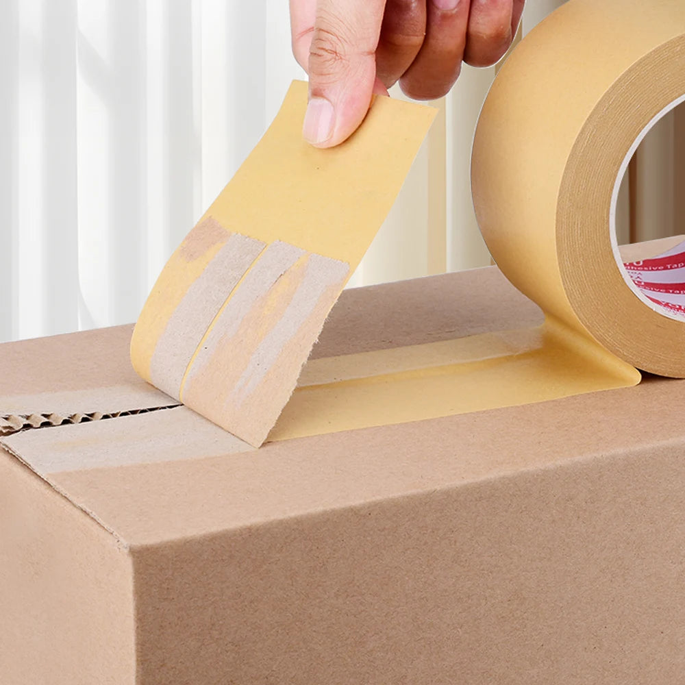 Hochwertiges Kraftpapierband – selbstklebend, 50 m, starke Verklebung, biologisch abbaubares Verpackungsband für den täglichen Gebrauch im Büro, braun