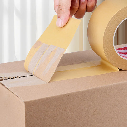 Hochwertiges Kraftpapierband – selbstklebend, 50 m, starke Verklebung, biologisch abbaubares Verpackungsband für den täglichen Gebrauch im Büro, braun