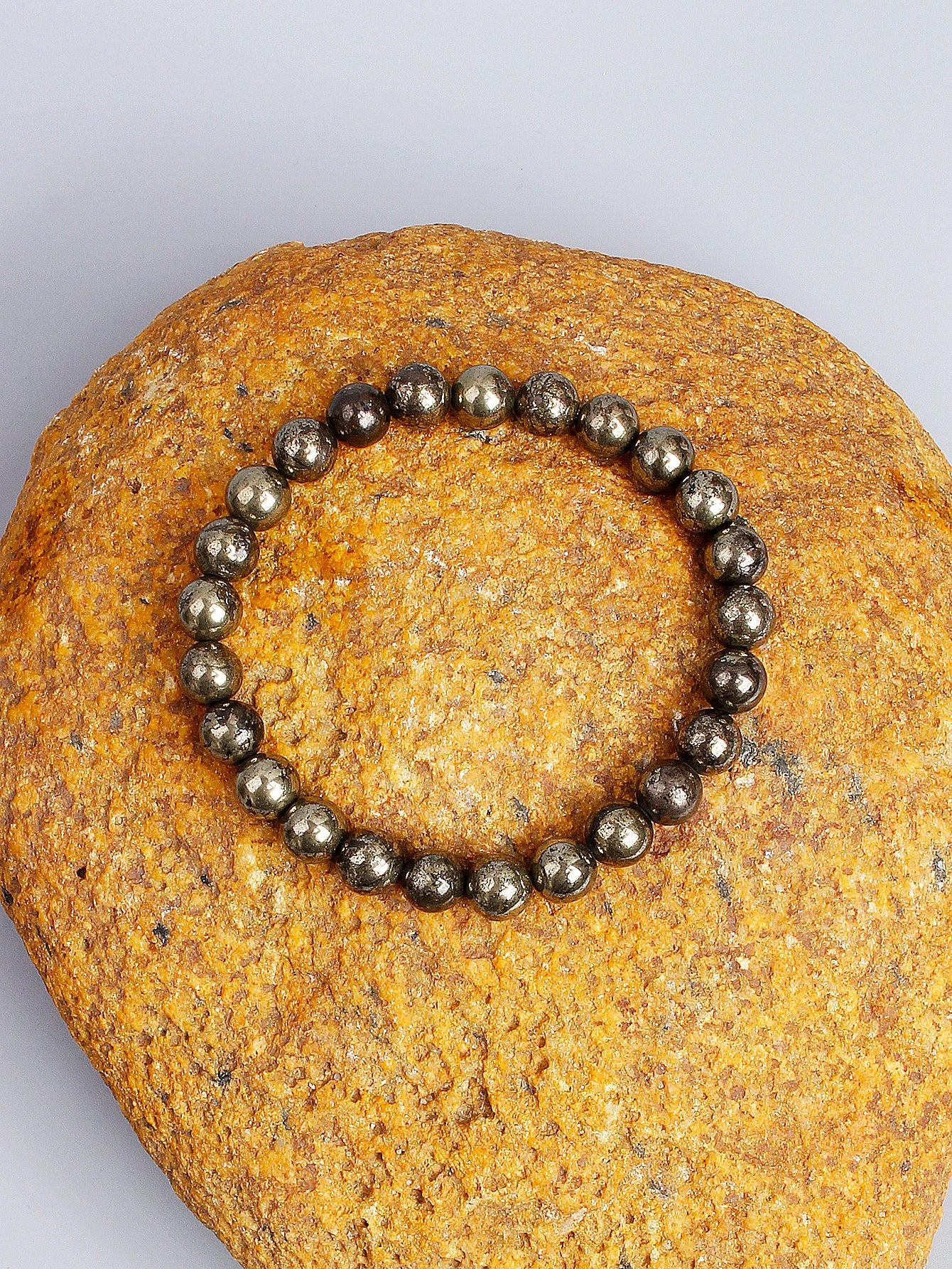 Natural Pyrite Stone Bead Bracelet for Wealth Abundance Confidence Boost Positive Energy Flow & Protective Empowerment Jewelry