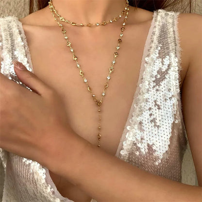 Bohemian Sexy Lange Y-förmige Halskette für Frauen Y2K Ästhetische Metall Schlüsselbein Kette Gold Farbe Halsband Urlaub Partei Schmuck geschenke